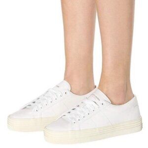 Yves Saint Laurent white calf skin platform sneaker size 36.5